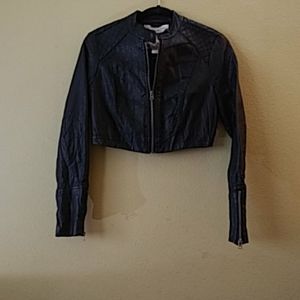 Cropped Leather Jacket- Black Faux leather, Vegan Friendly, Motorcycle Jacket,